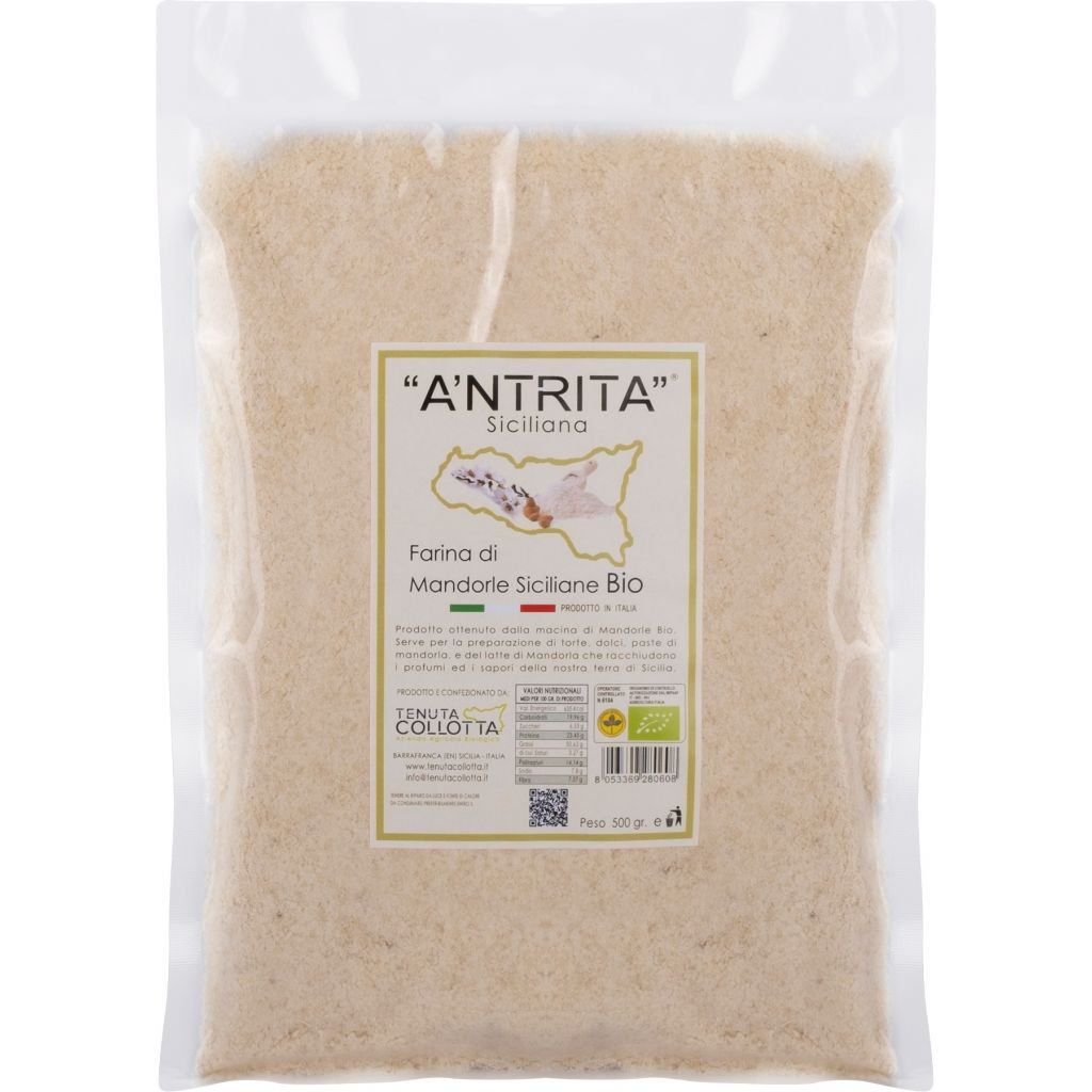 A'Ntrita&reg; - Farina di Mandorle Bio 500 g - 100% Italiano - Prodotto in Sicilia