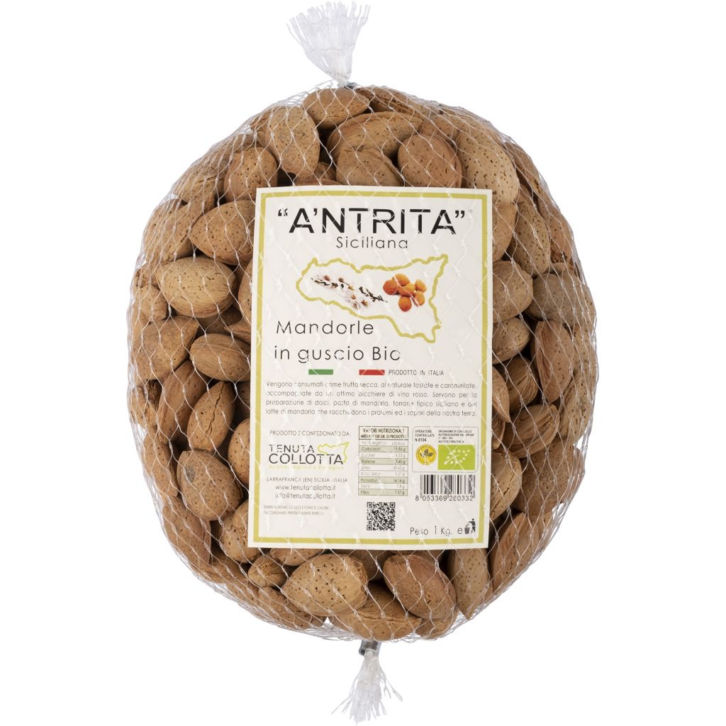 A'Ntrita&reg; - Mandorle in Guscio Bio 1 Kg - 100% Italiano - Prodotto in Sicilia