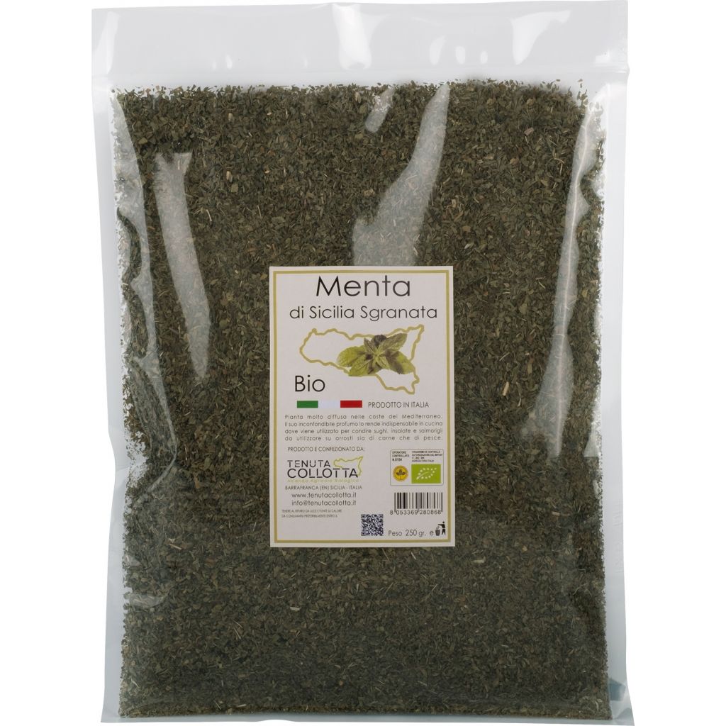 Menta Essiccata Biologica 250 g - 100% Italiano - Prodotto in Sicilia
