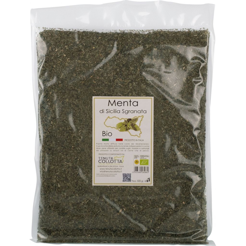 Menta Essiccata Biologica 500 g - 100% Italiano - Prodotto in Sicilia