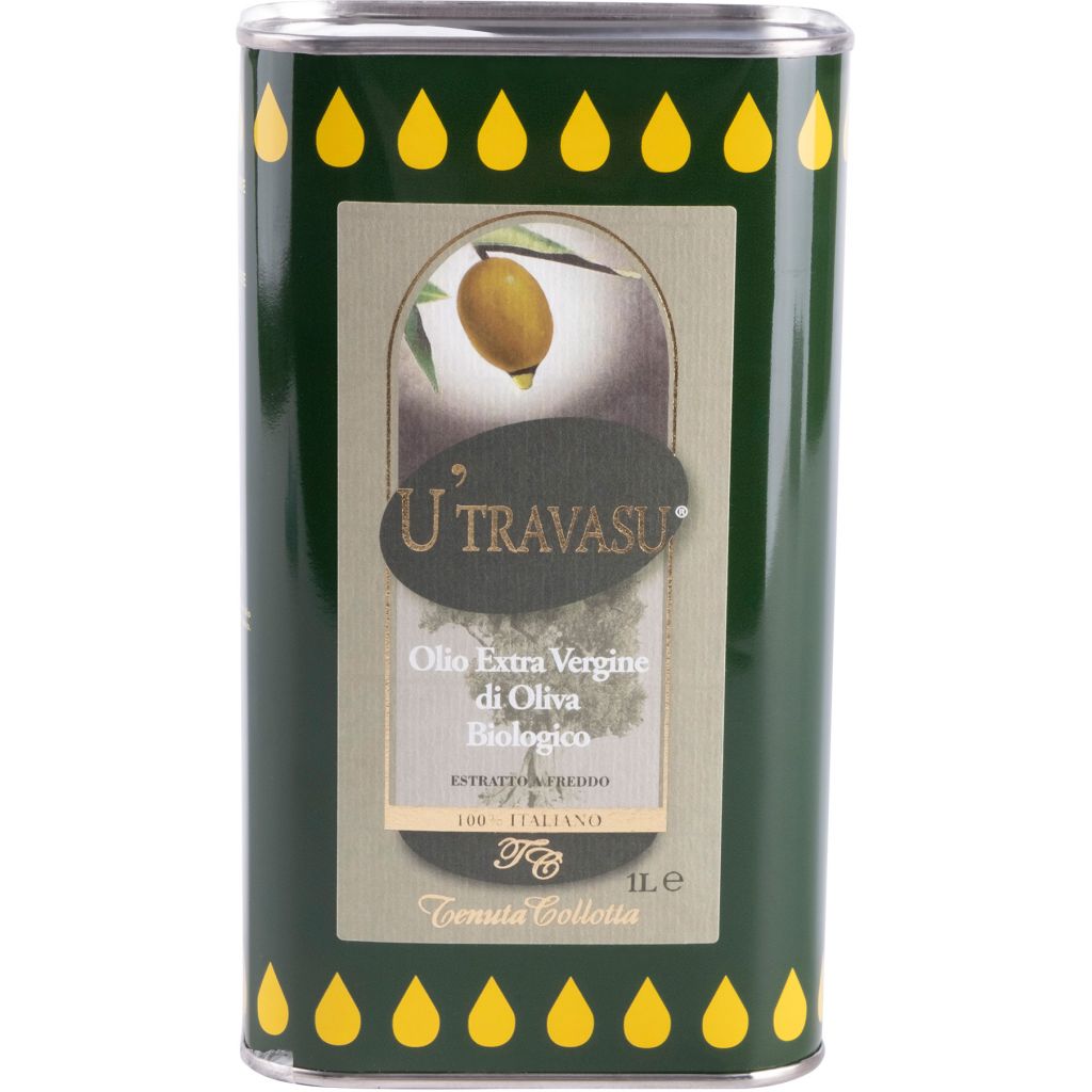 U'Travasu&reg; - Olio extravergine di oliva Biologico latta 1 litro - 100% italiano - Prodotto in Sicilia