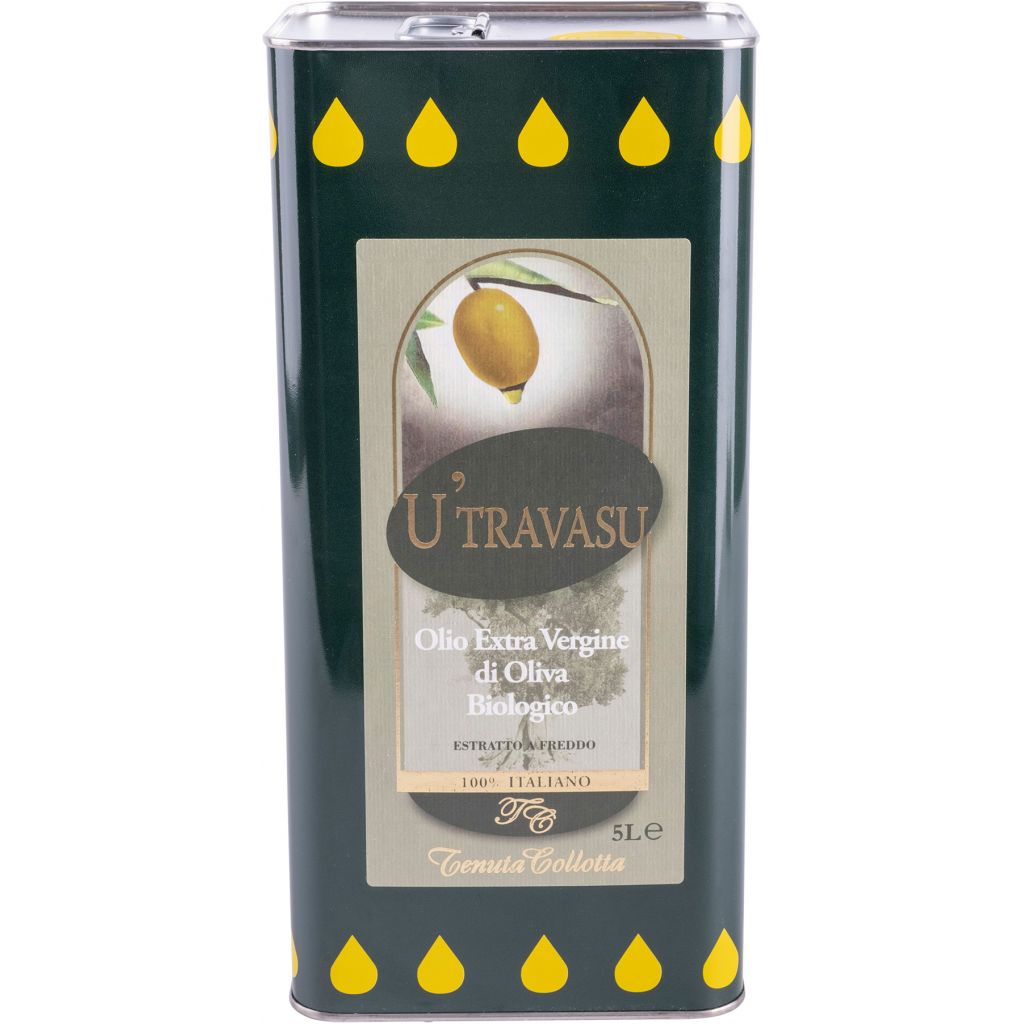 U'Travasu&reg; - Olio extravergine di oliva Biologico latta 5 litri - 100% italiano - Prodotto in Sicilia