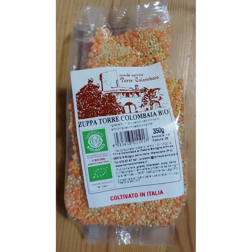 ZUPPA DI FARRO, CIPOLLE E ZUCCHINE BIO