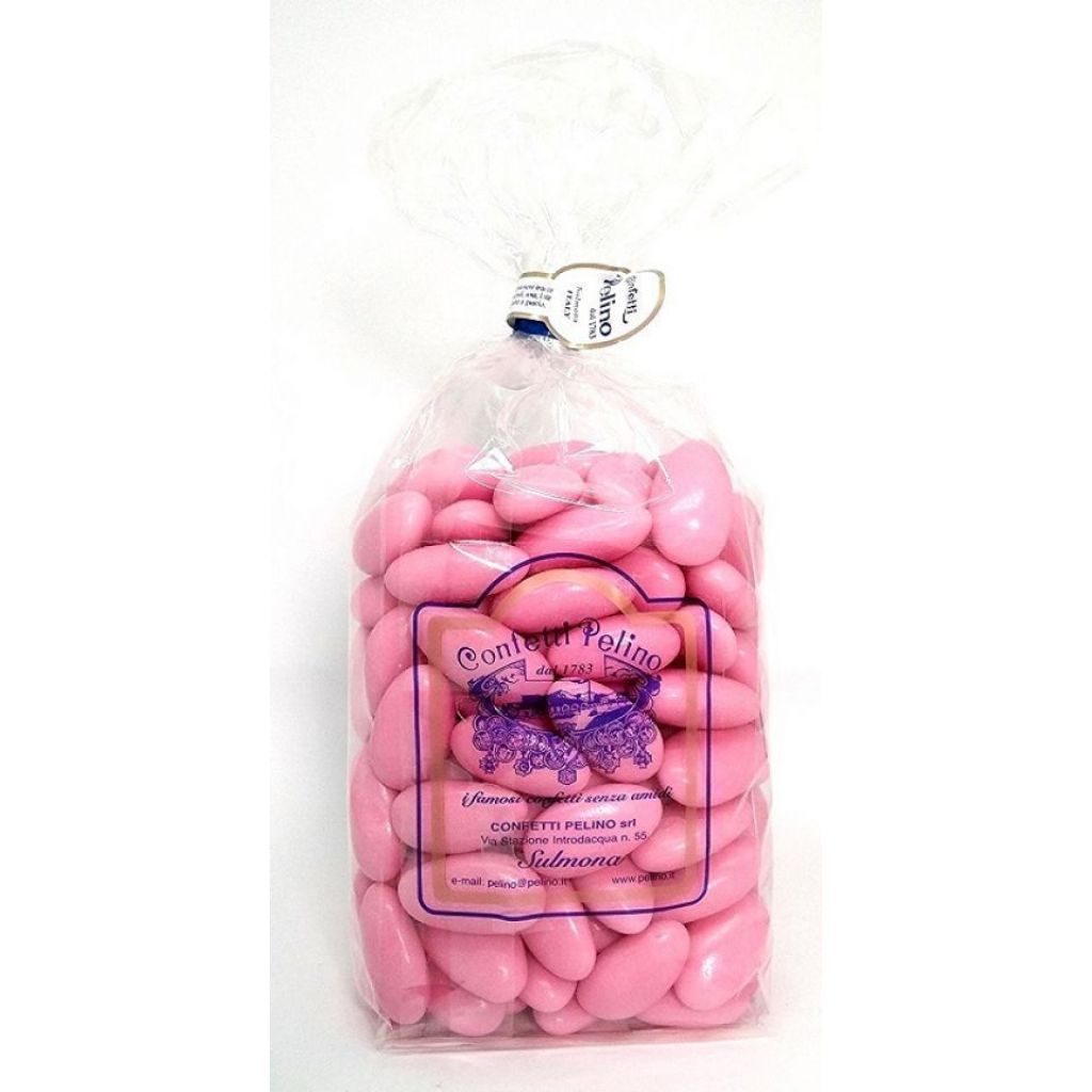 CONFETTI PELINO SULMONA DAL 1783 - CONFETTI ROSA ALLA MANDORLA SICILIA BAMBINA - CONFEZIONE DA 500 GR