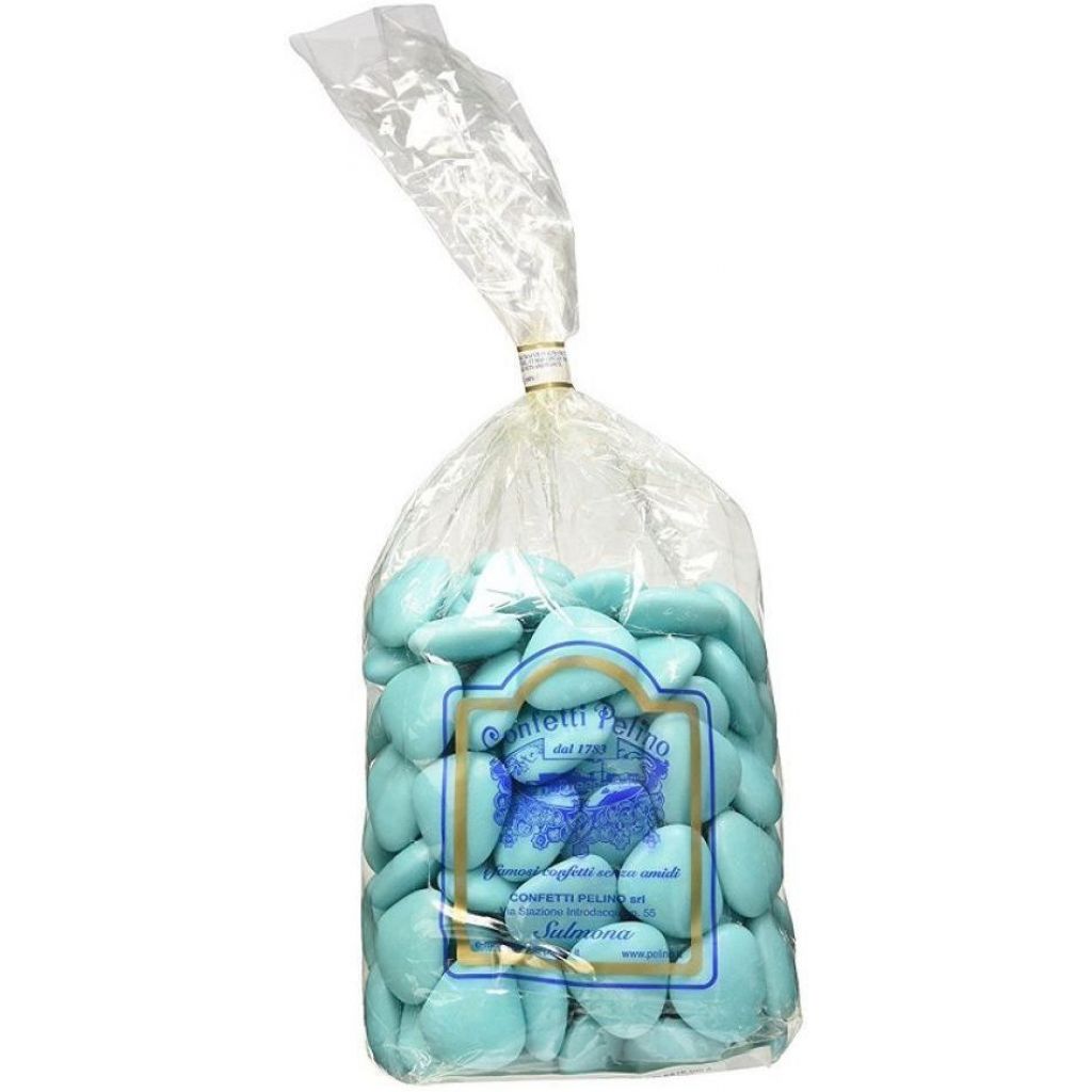 CONFETTI PELINO SULMONA DAL 1783 - CONFETTI CELESTE CIOCCOLATO A FORMA DI CUORE - CONFEZIONE DA 500 GR