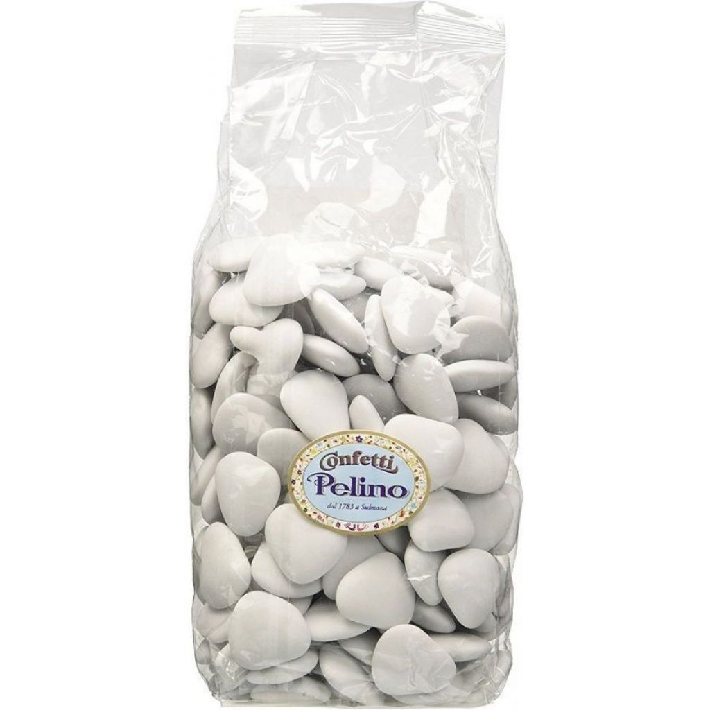 CONFETTI PELINO SULMONA DAL 1783 - CONFETTI BIANCHI AL CIOCCOLATO A FORMA DI CUORE - CONFEZIONE DA 500 GR