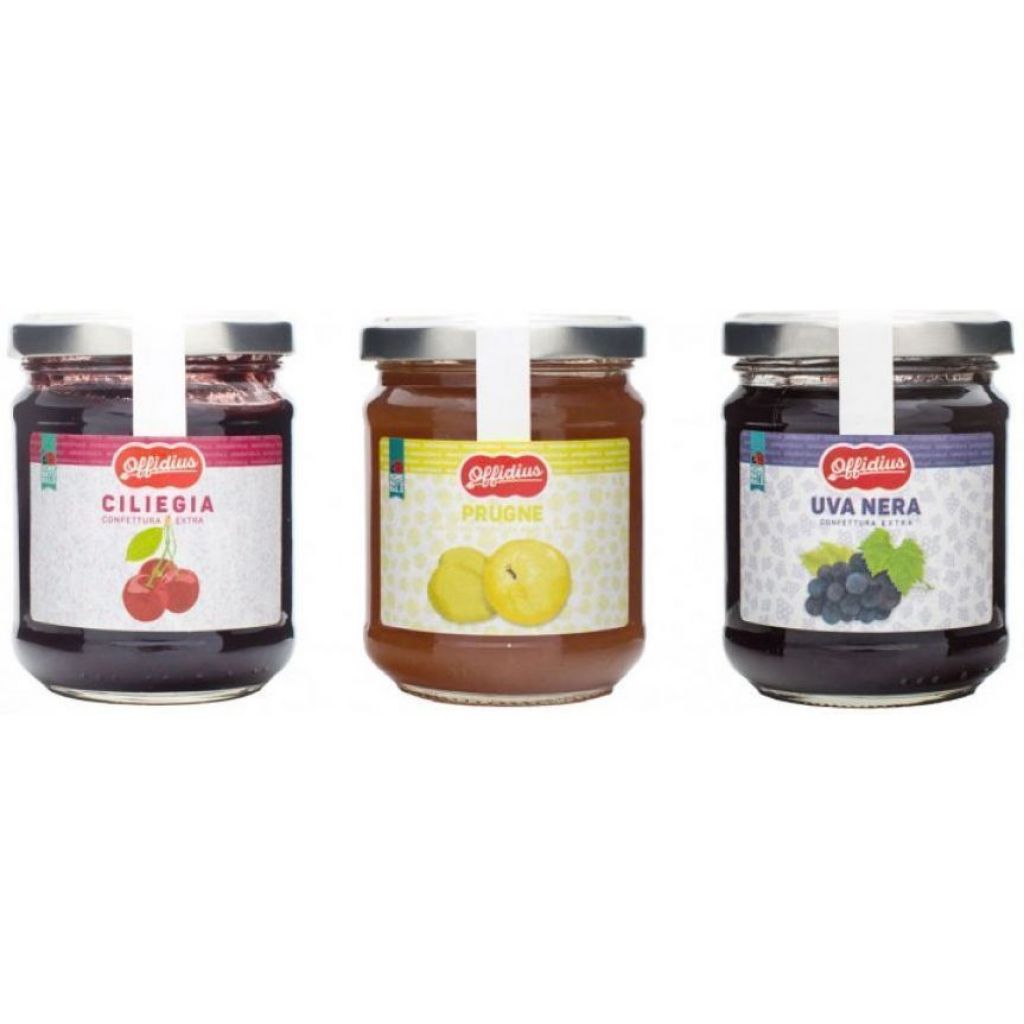 Confettura EXTRA di Prugna, Uva Nera e Ciliegia - 3x220 gr - Offidius