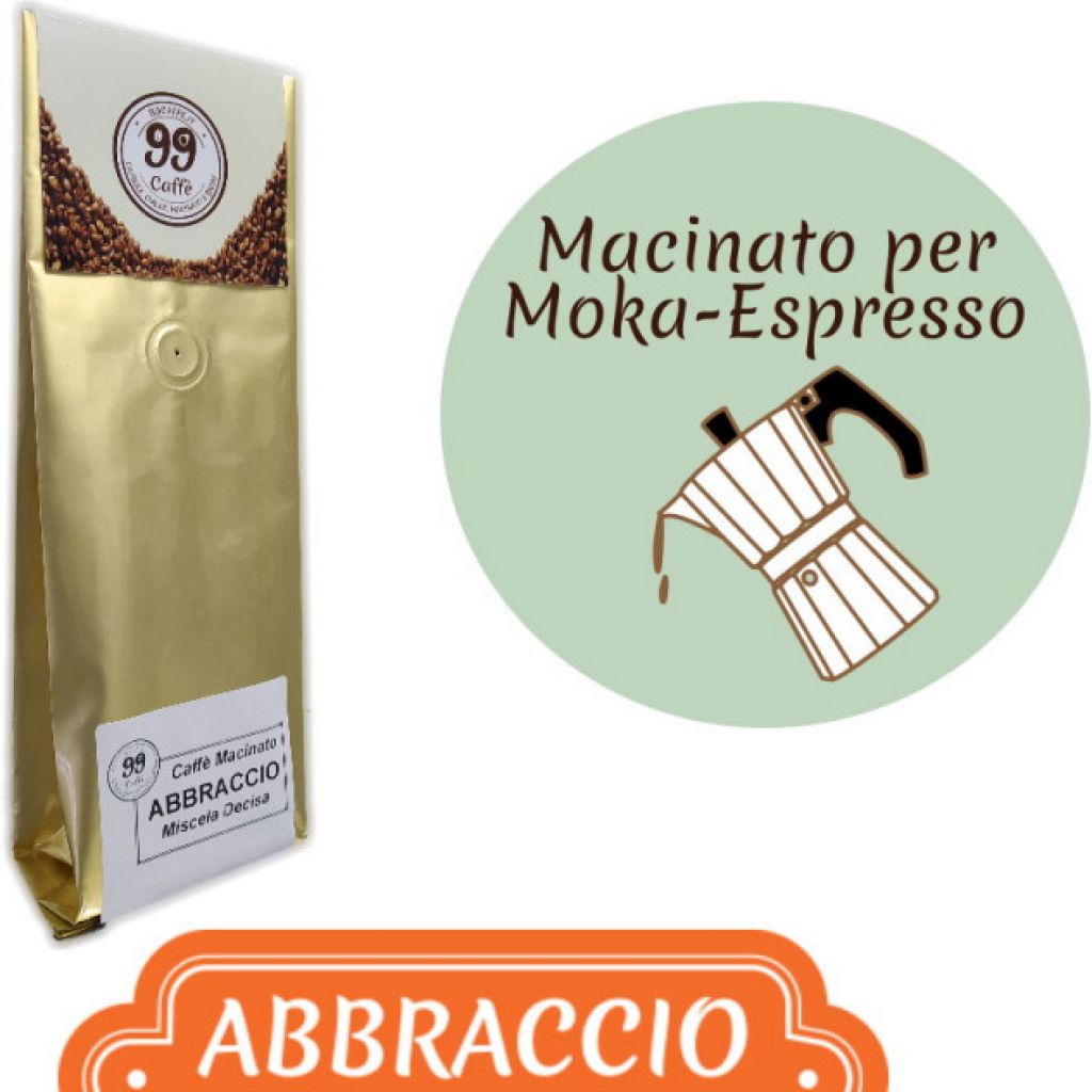 Caff&egrave; Macinato - Miscela Abbraccio - 200 g - 99 Caff&egrave;