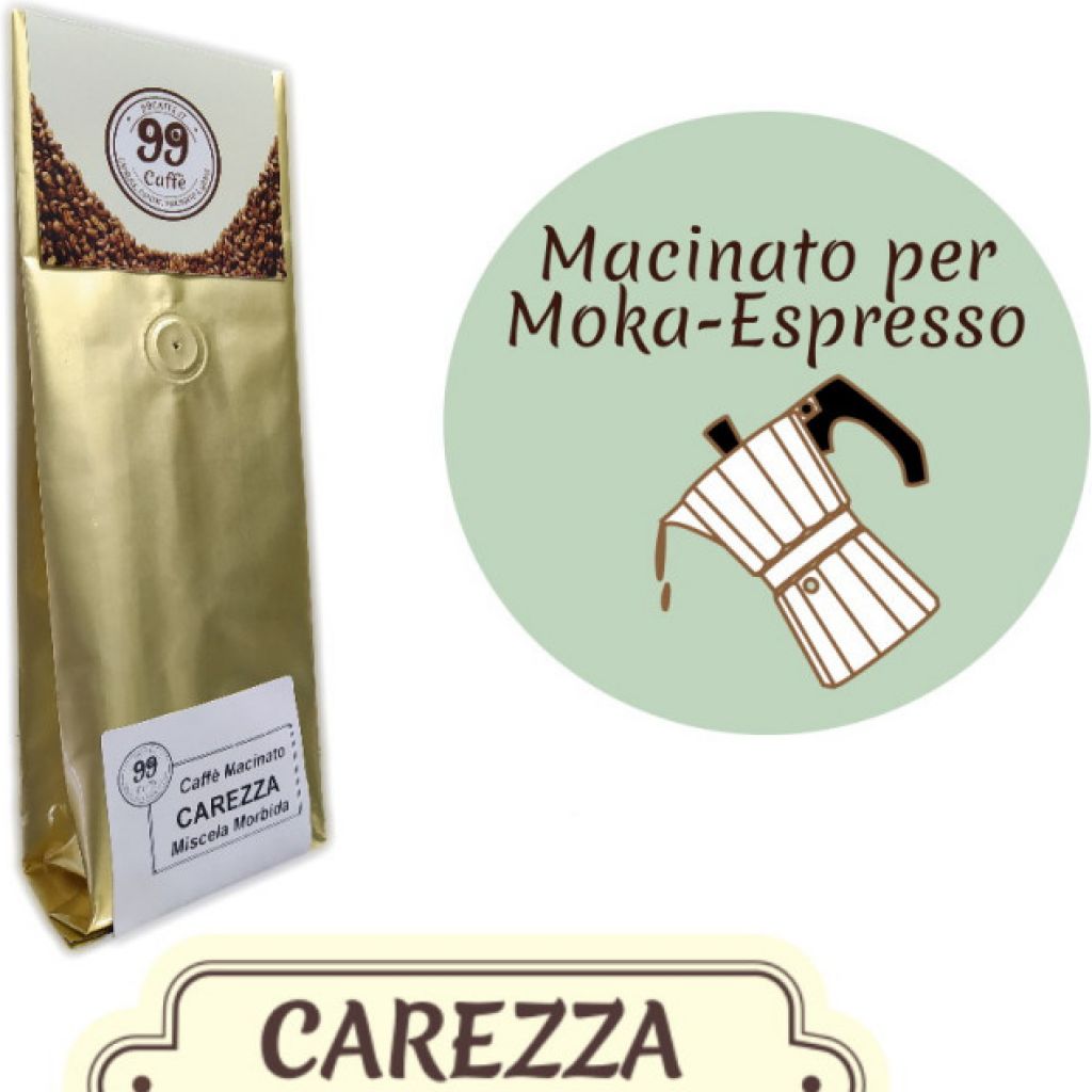 Caff&egrave; Macinato - Miscela Carezza - 200 g - 99 Caff&egrave;