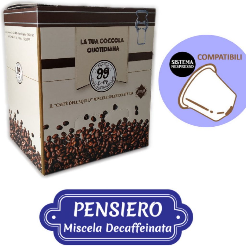 80 Capsule compatibili Nespresso - Pensiero, Miscela Dek - 99 Caff&egrave;