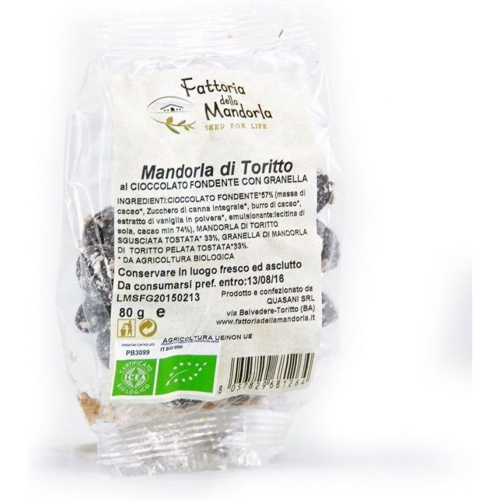 MANDORLA AL FONDENTE CON GRANELLA - Busta 80g