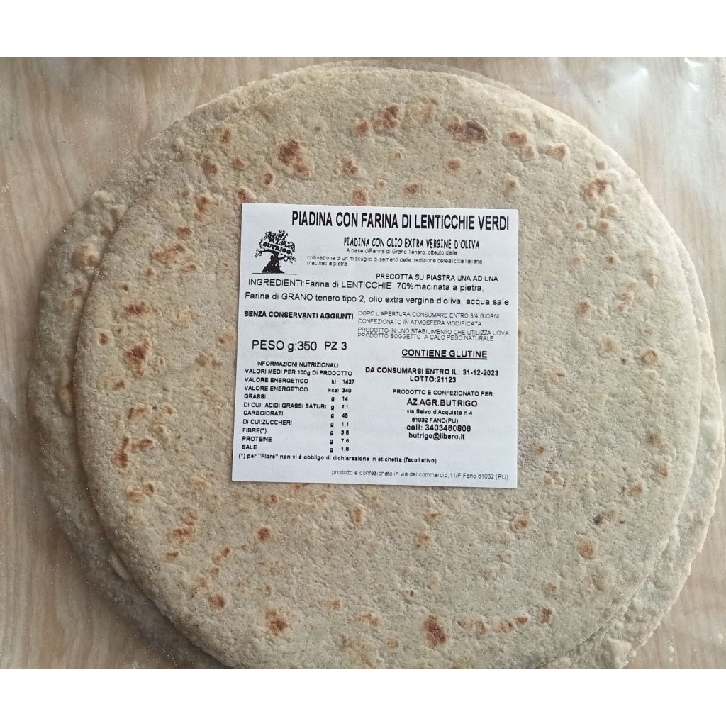Piadina con farina di lenticchie verdi