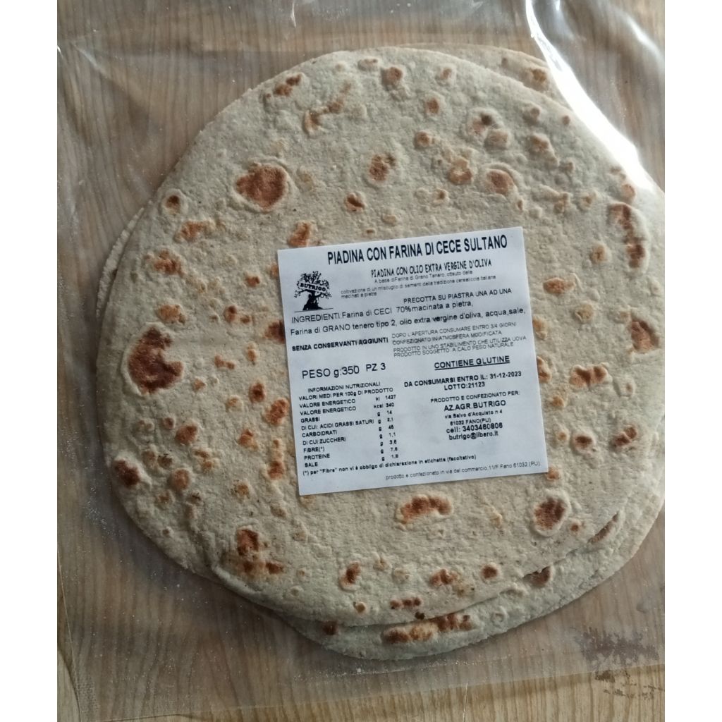 Piadina a base di olio evo con farina di cece sultano