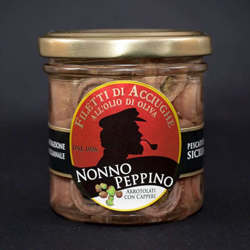 Anchovy fillets with capers in olive oil 160 g jar