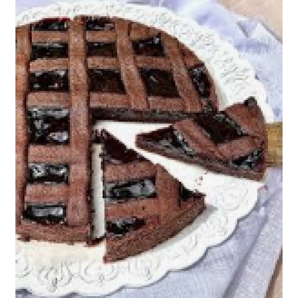Crostata vegan con pasta frolla al cacao e marmellata di lamponi, senza zuccheri aggiunti