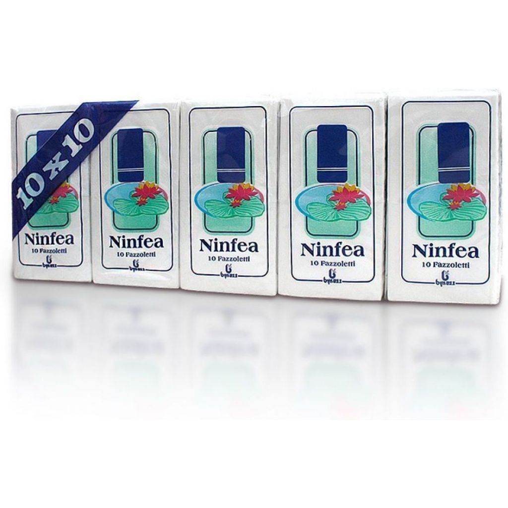 fazzoletti Ninfea pura cellulosa 3 veli - 10 pz/pacchetto -10 pacchetti/steccata - 24 steccate/collo