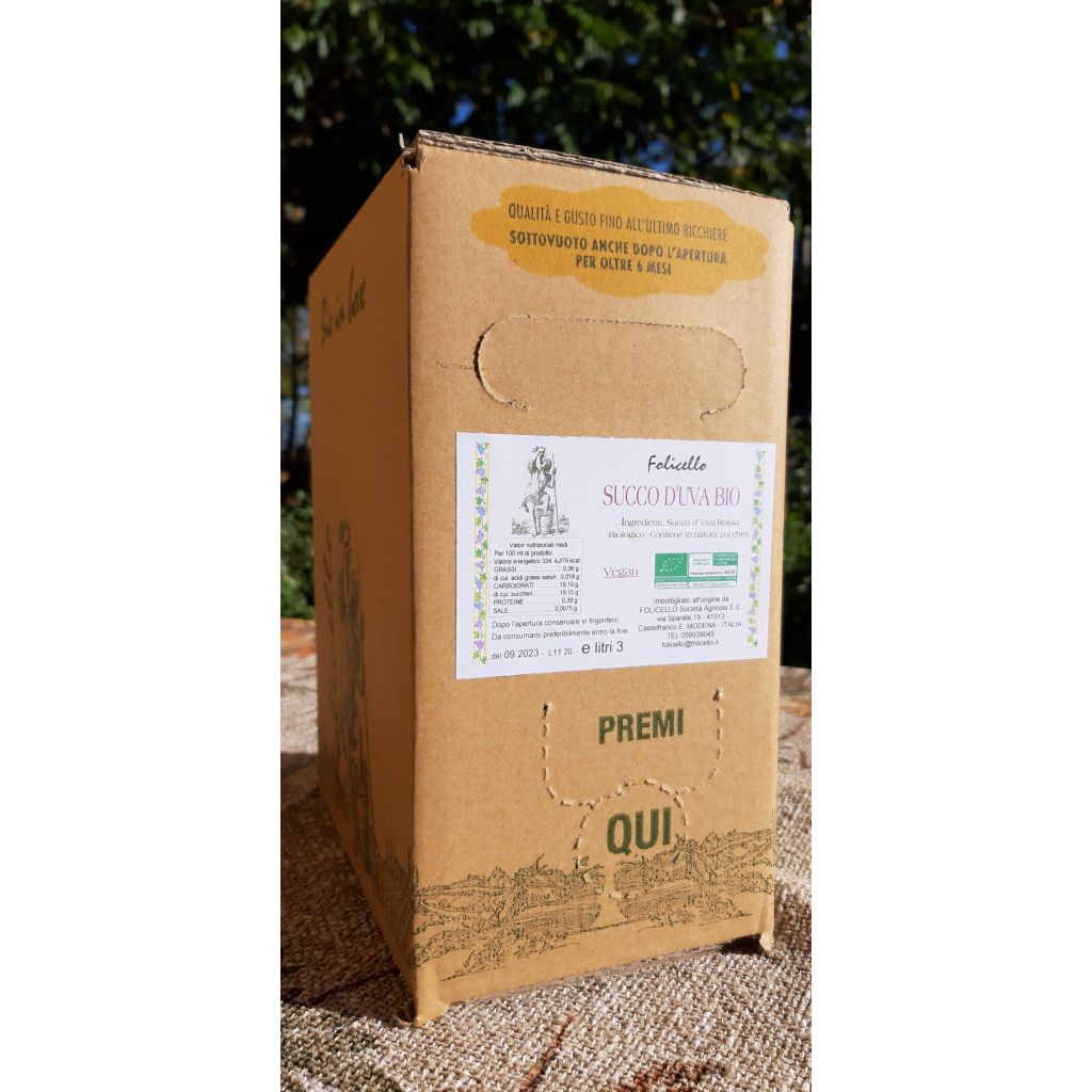 Succo d'uva rosso biologico Bag da 3 Lt