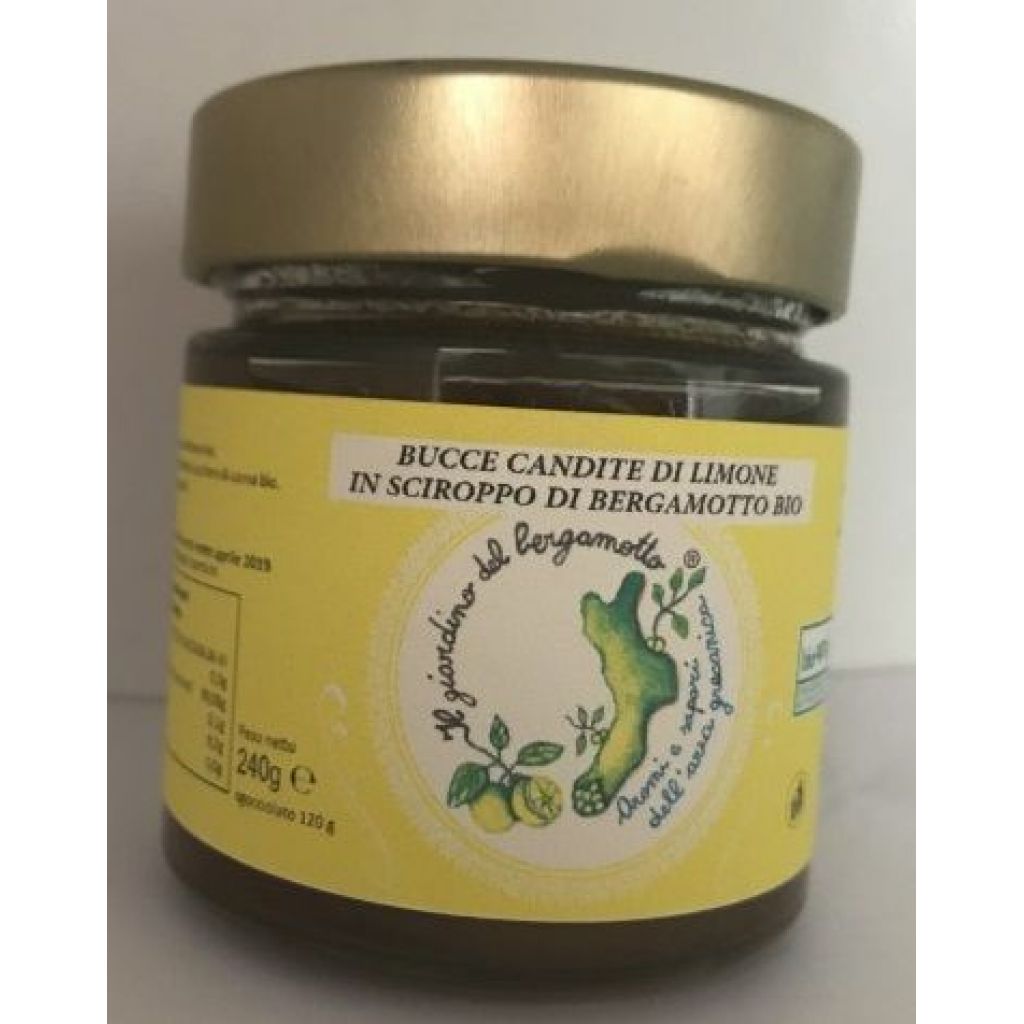 Bucce candite bio di limone in sciroppo di bergamotto