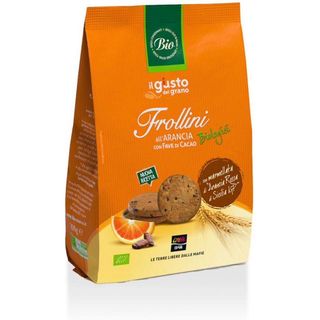 Frollini all'arancia con fave di cacao Libera Terra BIOLOGICI
