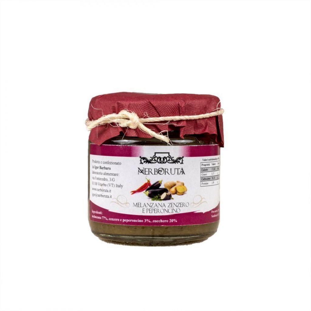 Composta di Melanzana Peperoncino e Zenzero artigianale 100 g.