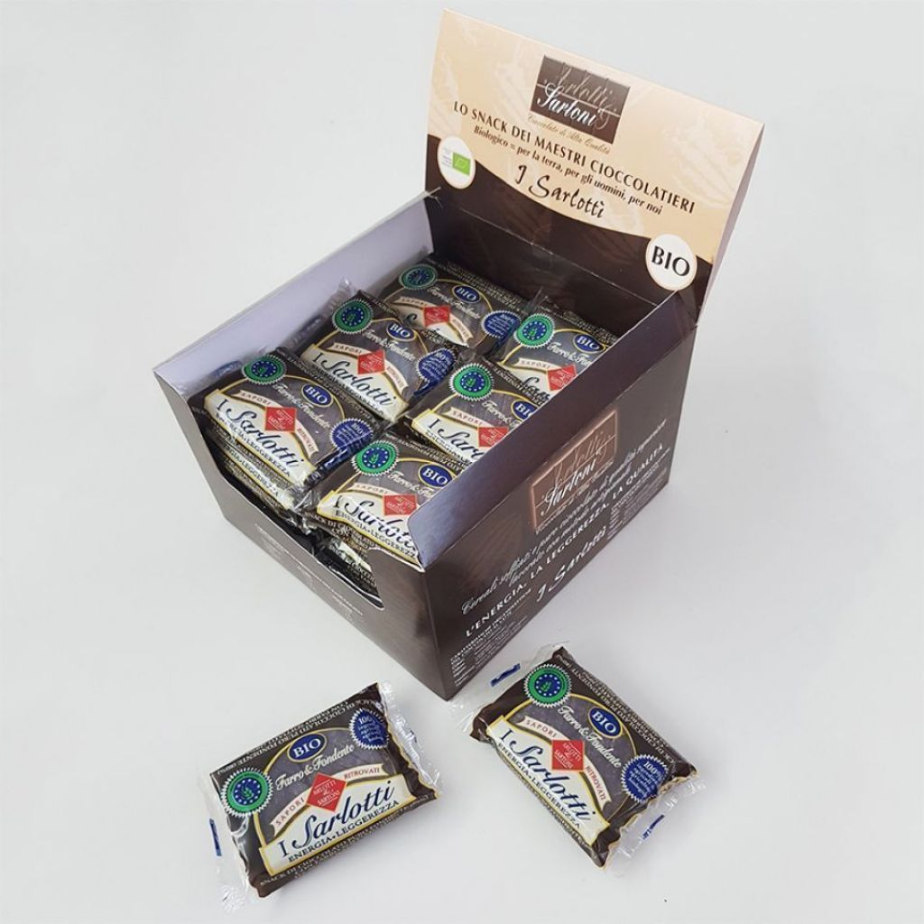 Cioccolato fondente e farro soffiato - Formato famiglia espositore intero 30 snack