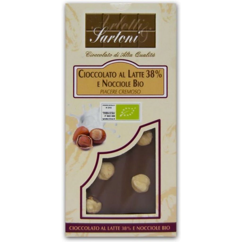 Cioccolato al Latte 38% e Nocciole BIO