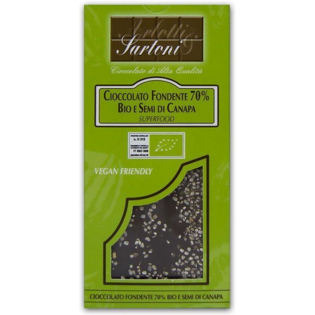 Cioccolato Fondente 70% BIO con SEMI DI CANAPA