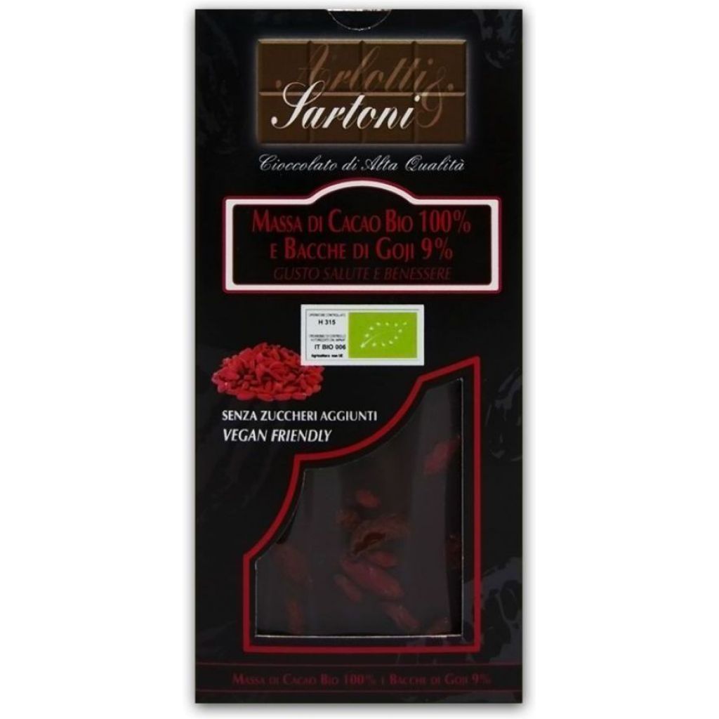 Massa di cacao BIO 100% e bacche di goji 9%
