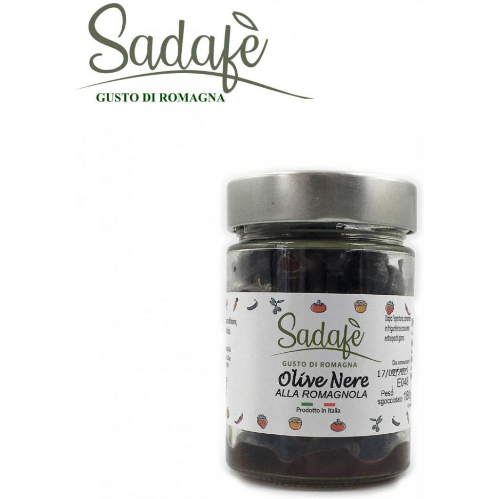 Olive nere con aglio e finocchio selvatico 210g