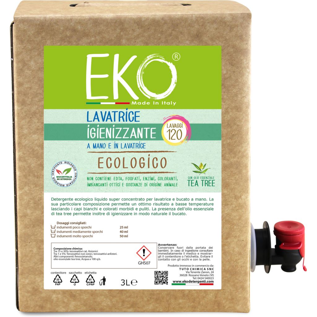 Detersivo lavatrice igienizzante con tea tree ecologico Bag in box 3L