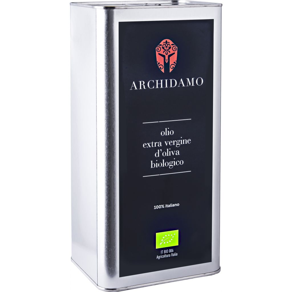 Organic extra virgin olive oil in 5 lt can