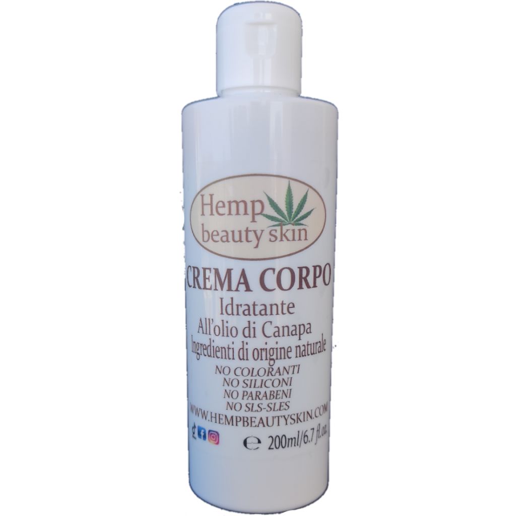 CREMA CORPO CON OLIO DI CANAPA SENZA PARABENI SILICONI COLORANTI