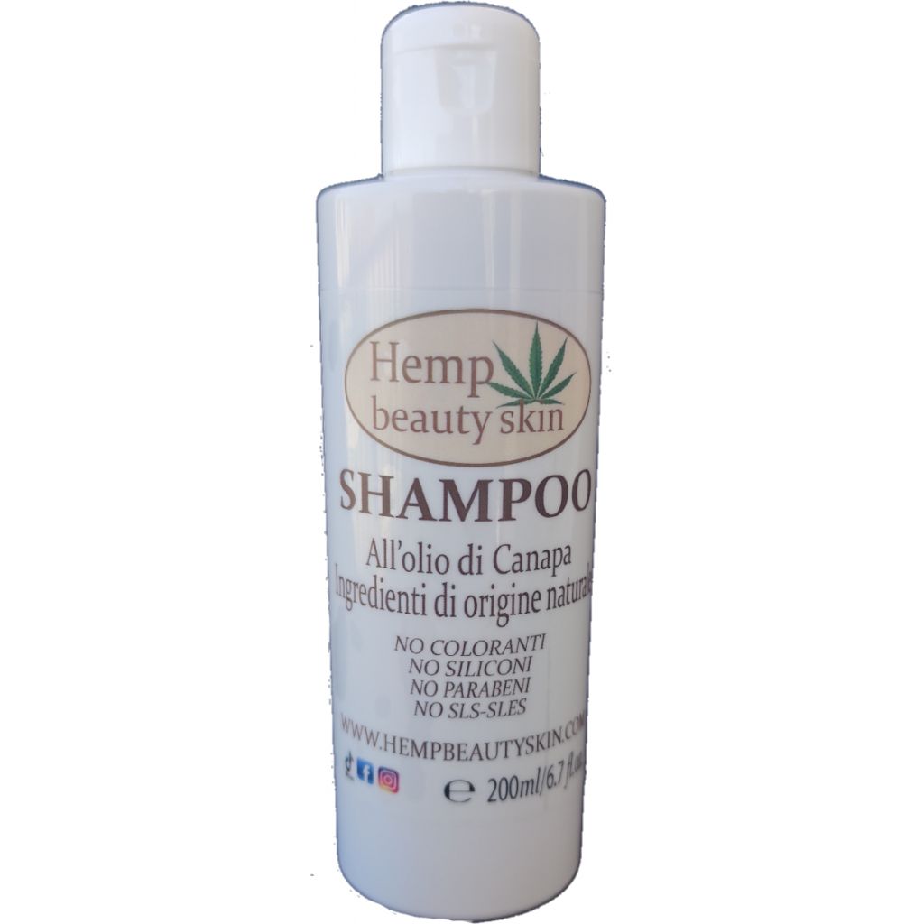 SHAMPOO CON OLIO DI CANAPA SENZA PARABENI SILICONI SLS SLES COLORANTI