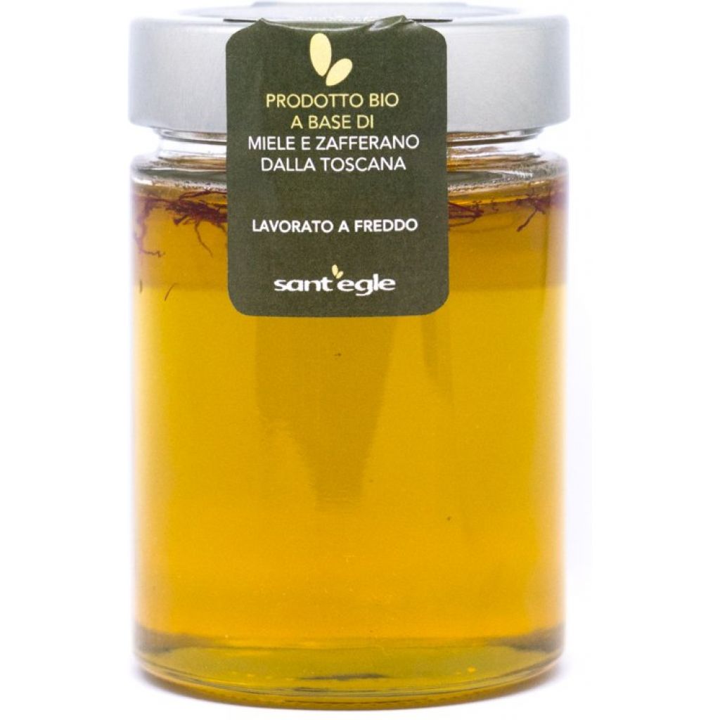 Raw organic Sant'Egle Acacia honey with organic Saffron Pistils 400 gr