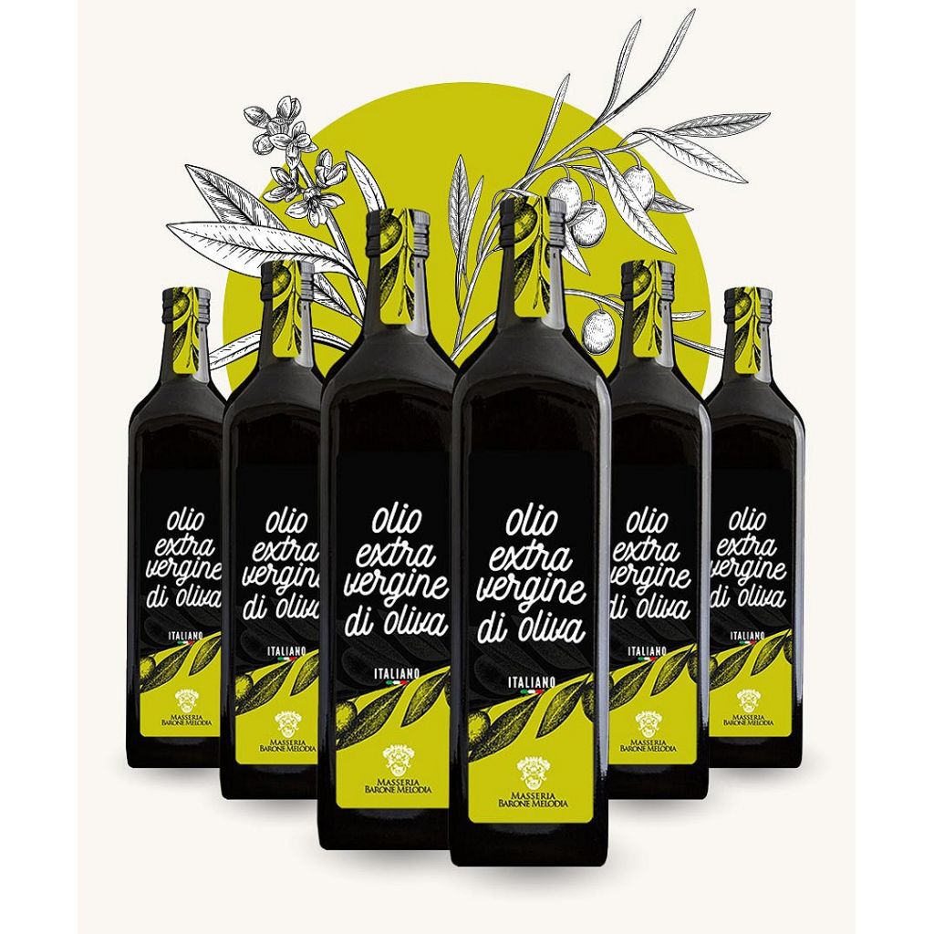 6 bottiglie di Olio Extravergine d'Oliva da 1L