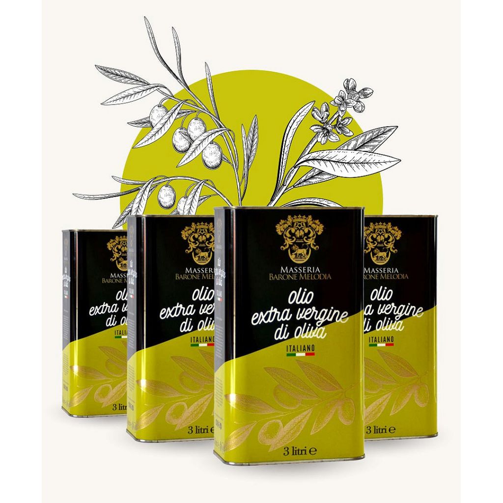 4 recipienti in latta da 3L olio extravergine d'oliva