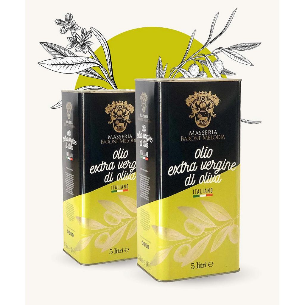 2 recipienti in latta di olio extravergine d'oliva da 5L