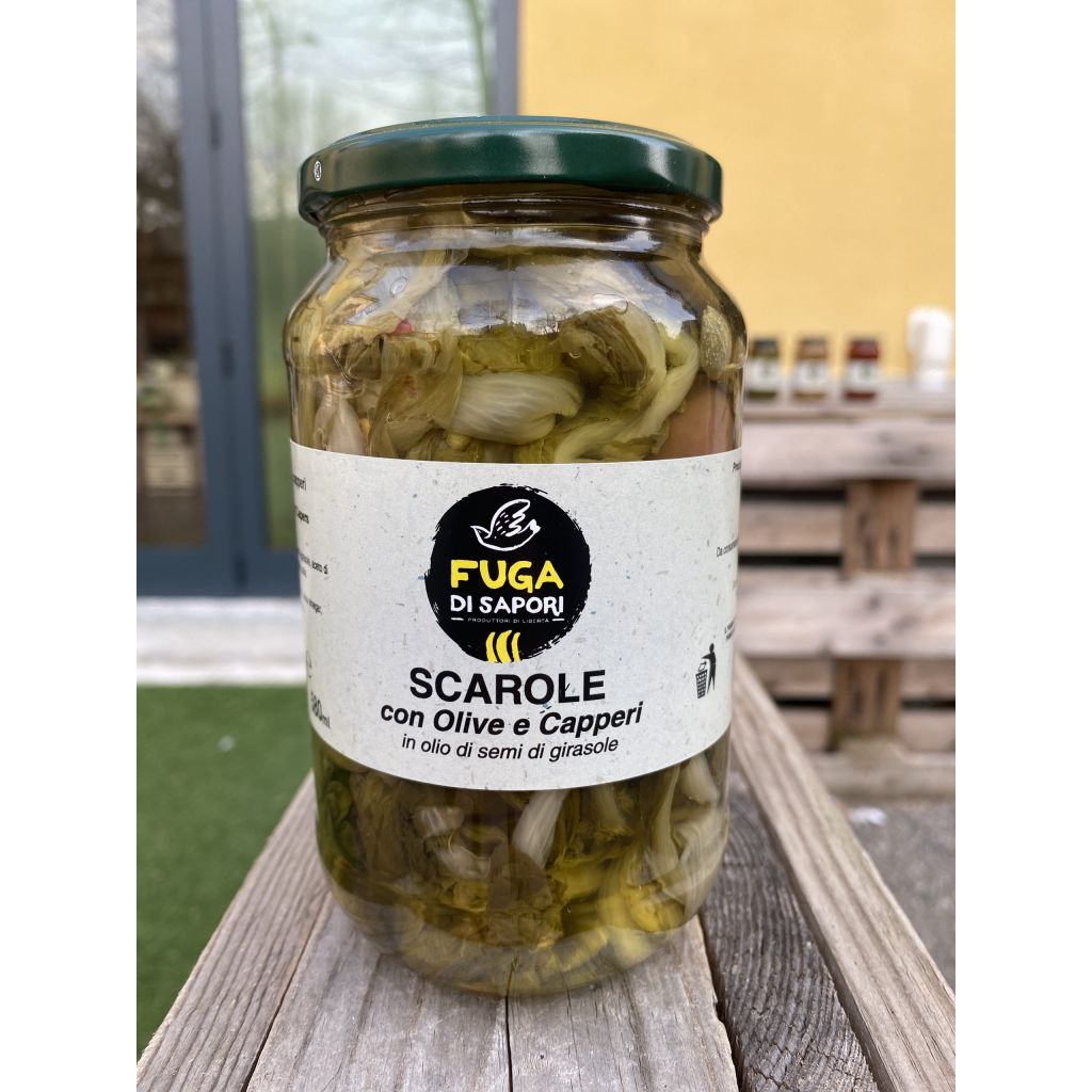 Scarole sottolio con olive e capperi - 530 g