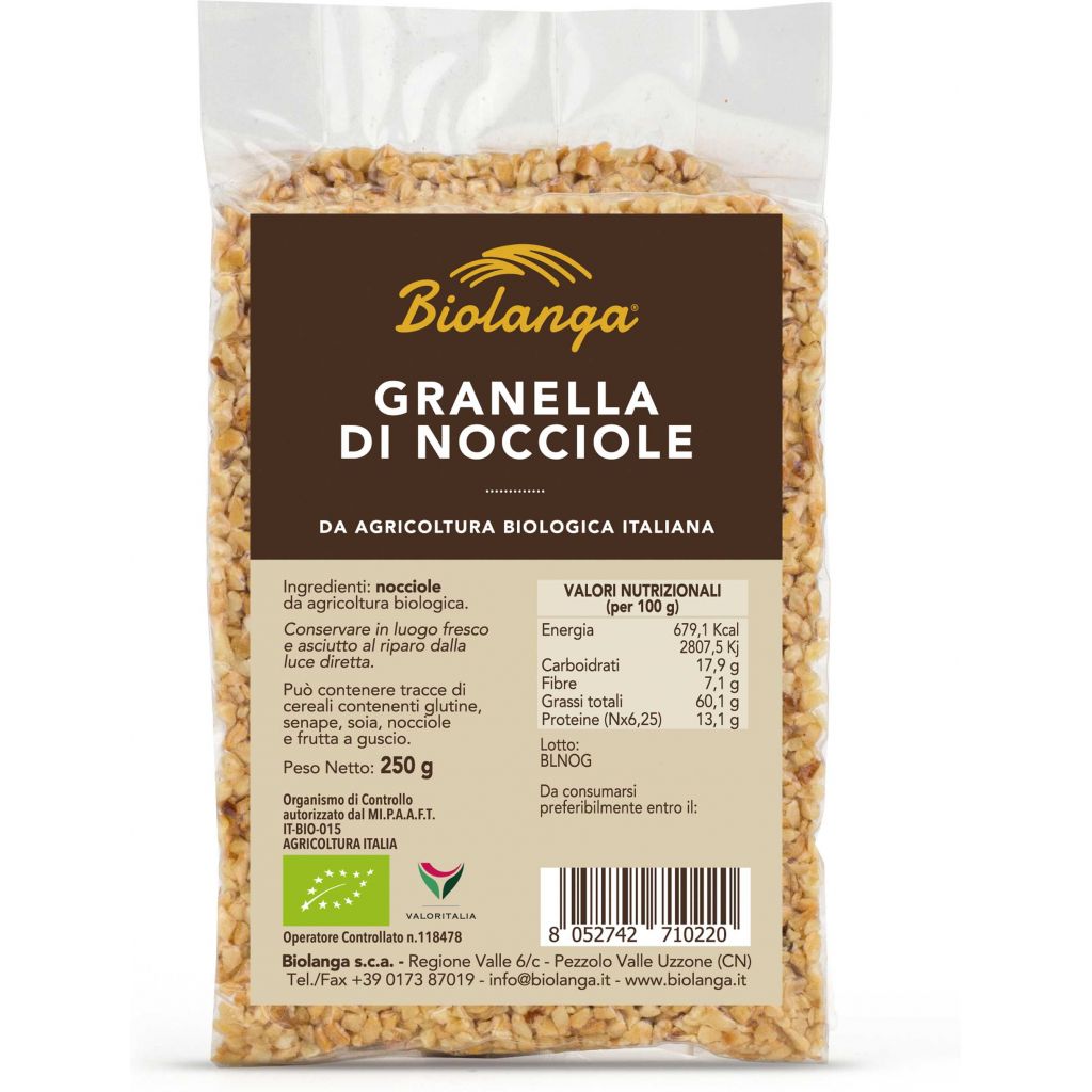 Granella di nocciole TGT tostate bio sottovuoto 250 g