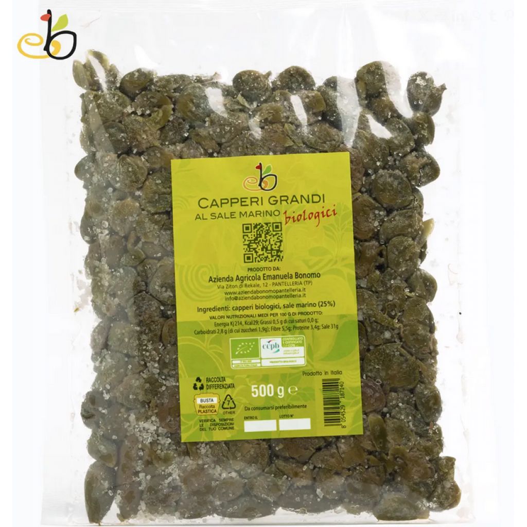 Capperi grandi sale marino BIO 500g