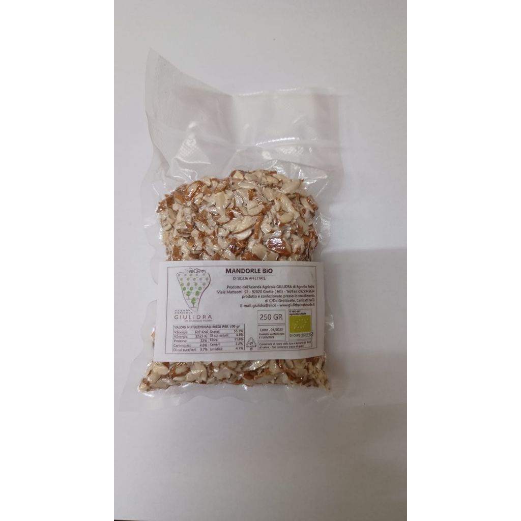 Mandorle bio di Sicilia affettate 250 G