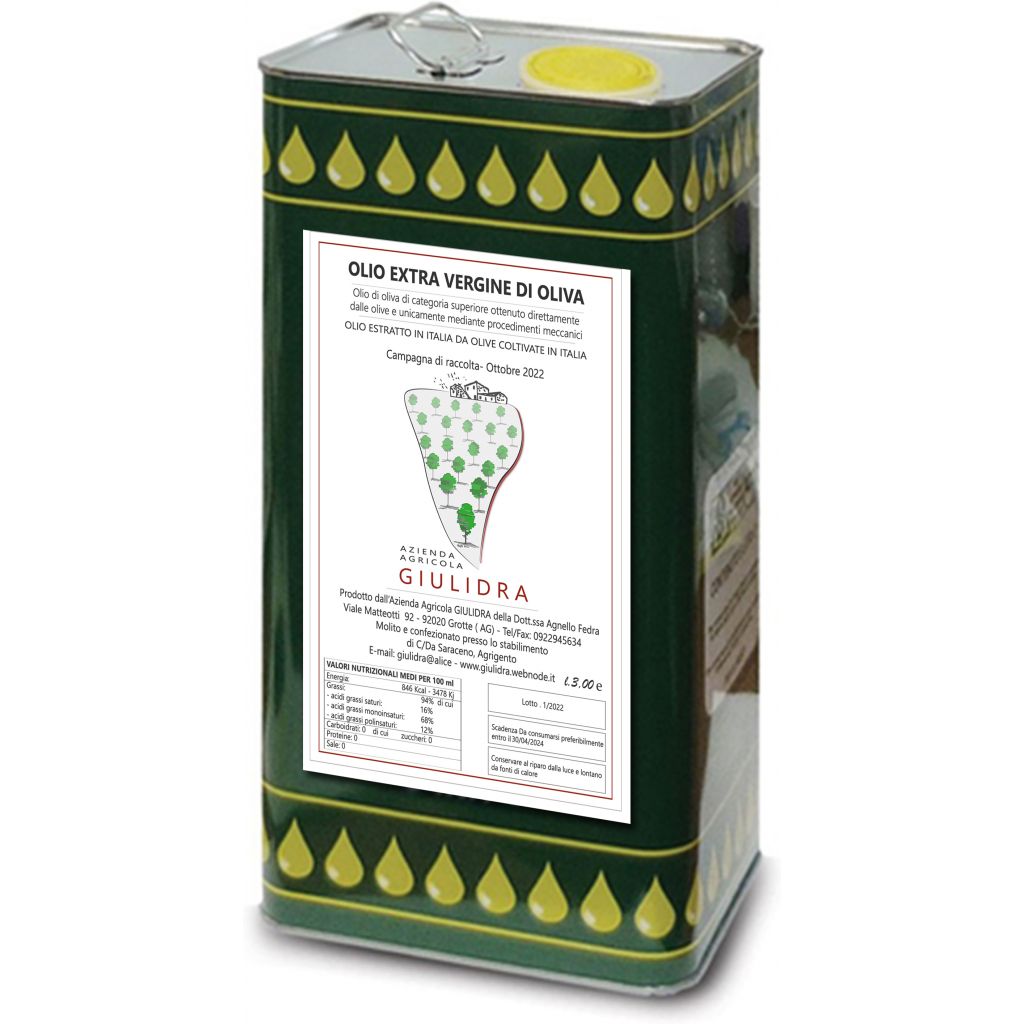 OLIO EXTRA VERGINE DI OLIVA MOLITO A FREDDO - LITRI 3