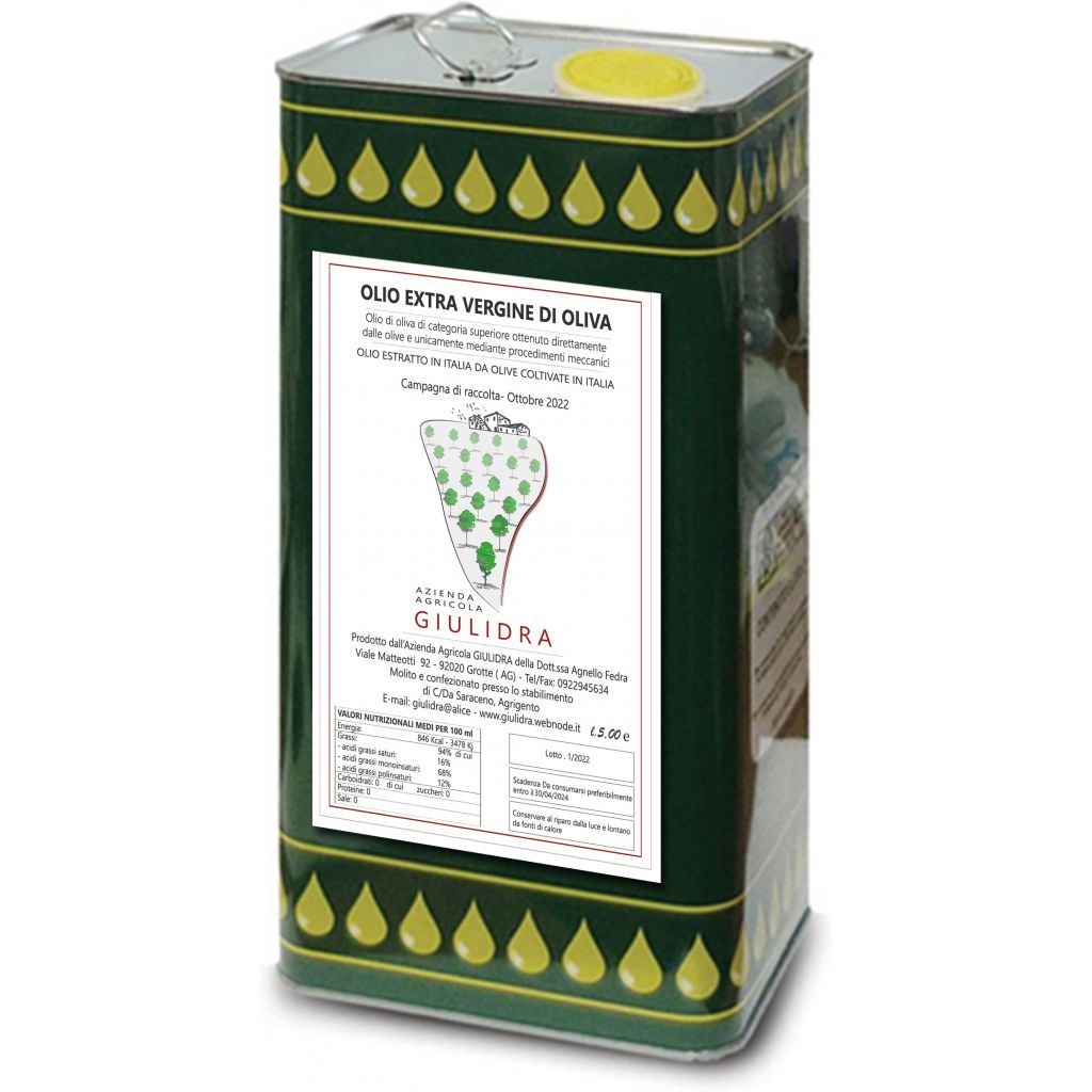 OLIO EXTRA VERGINE DI OLIVA MOLITO A FREDDO - LITRI 5