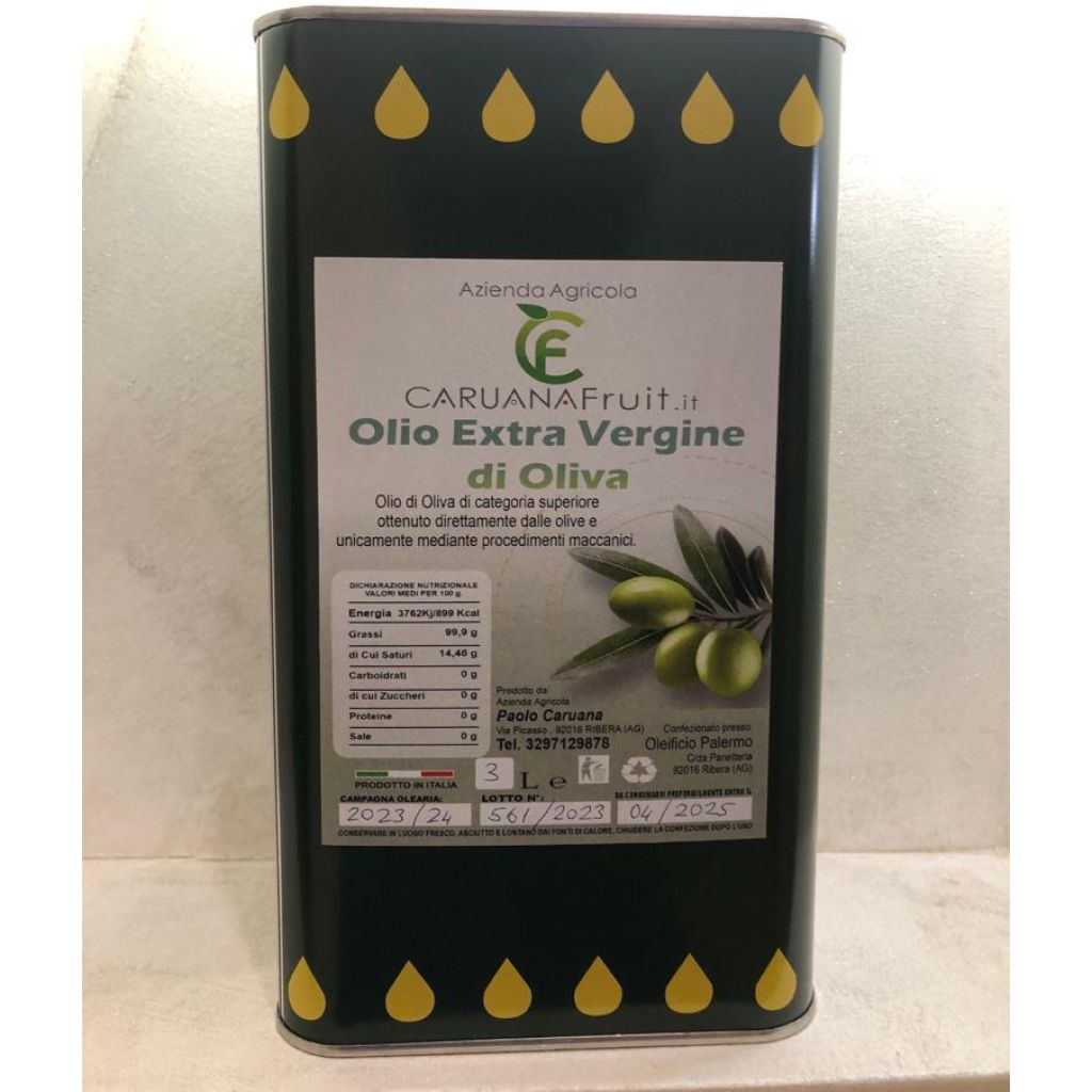 Olio Extravergine di Oliva 2023-2024 Latta da 3 Litri