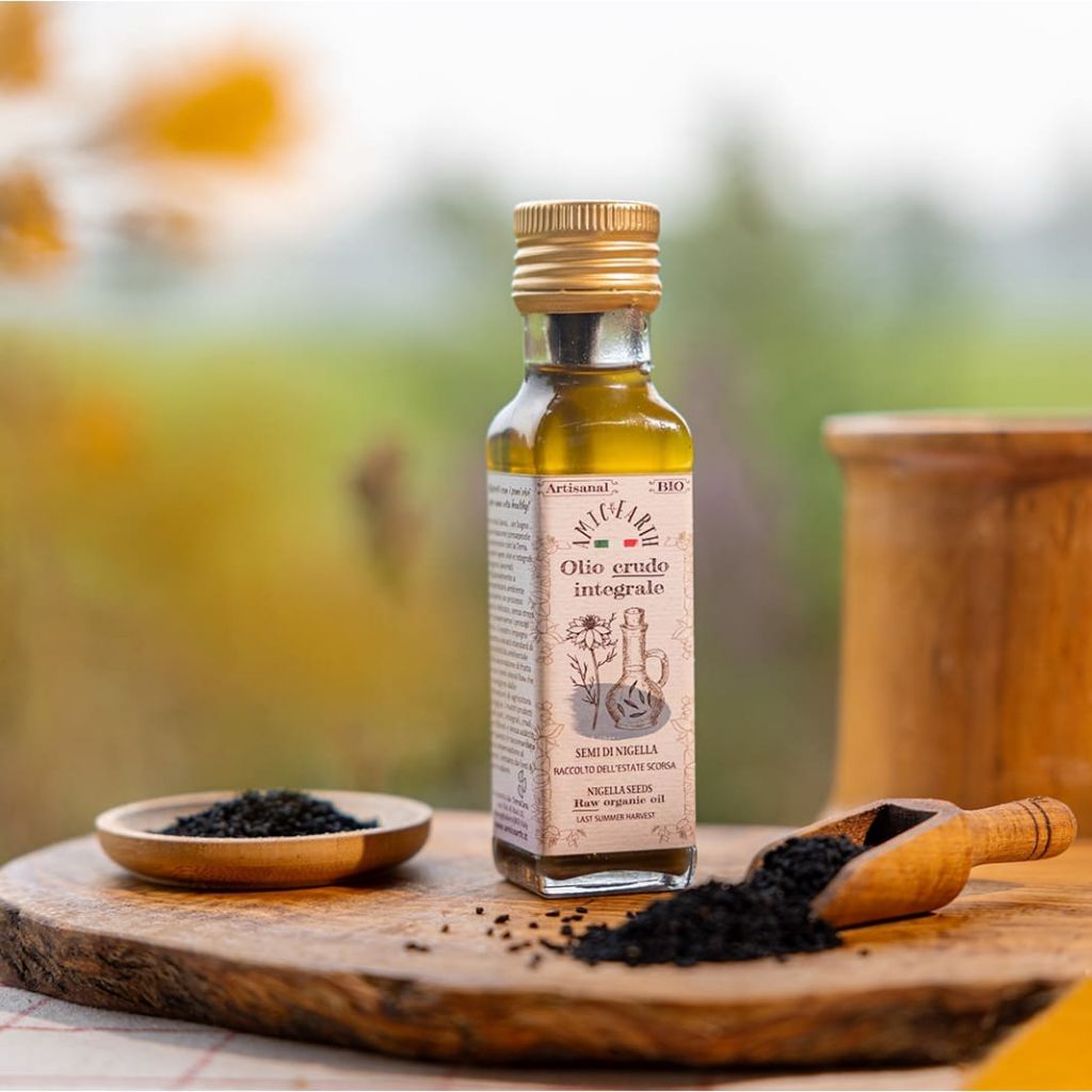 Olio alimentare di semi di Nigella e Mandorle Italiane Bio Crudi Integrali - 100 ml