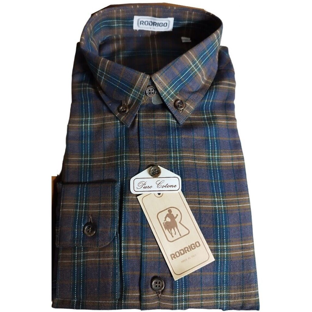 CAMICIA UOMO QUADRI FLANELLATA COLLO BUTTON DOWN MISURA 37