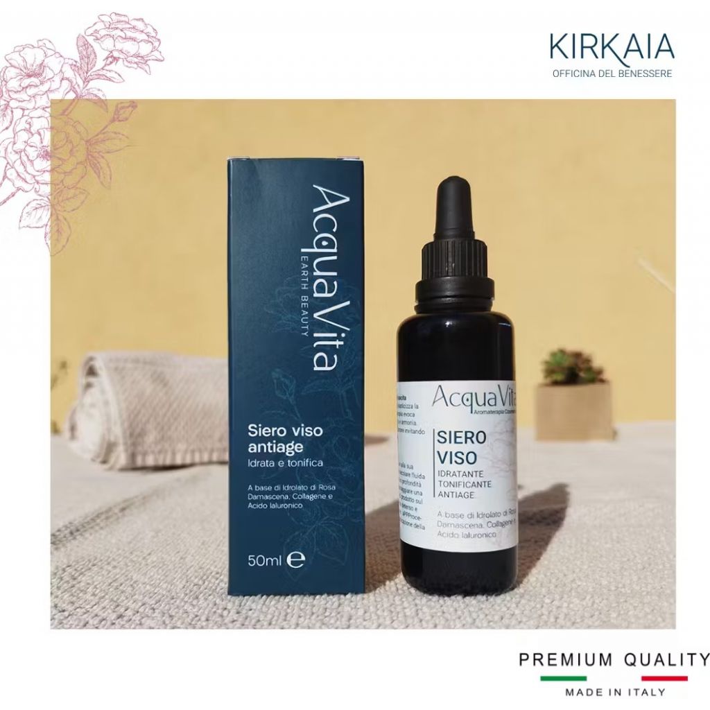 Siero viso 50ml antiage alla Rosa Damascena, collagene e acido ialuronico