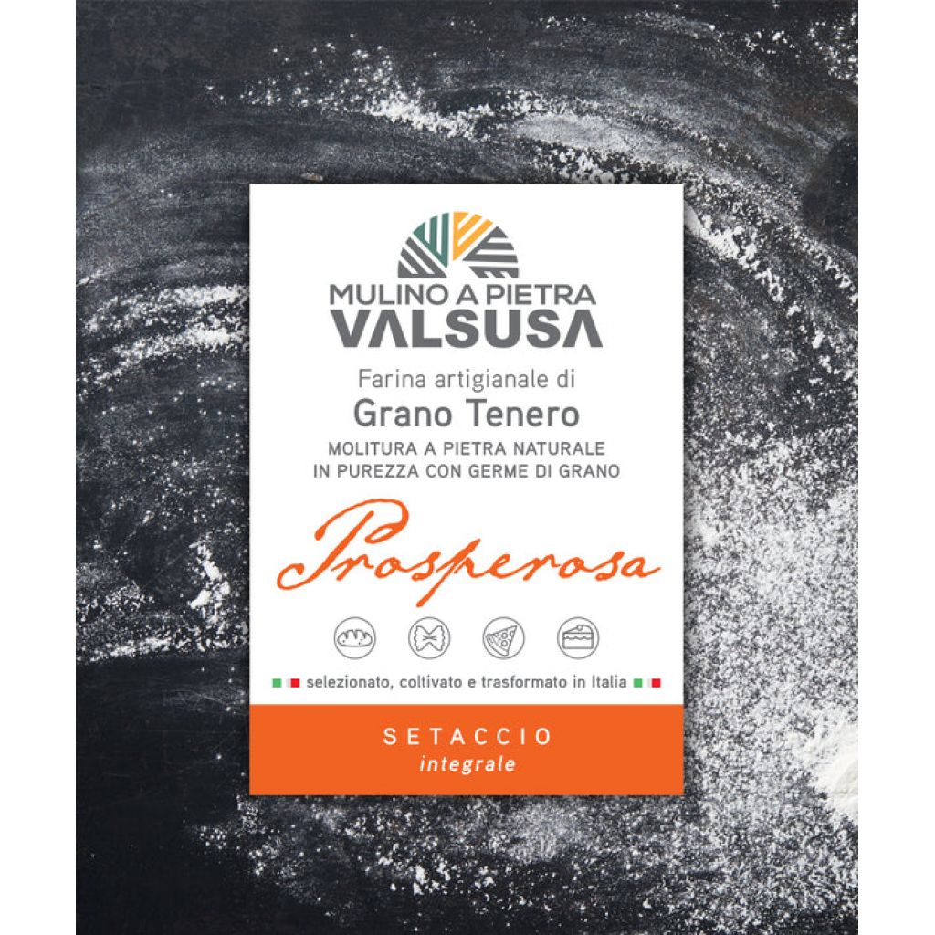 Prosperosa Setaccio 1 kg - Farina di Grano Tenero DI FORZA, Integrale, macinata a pietra, 100% Piemontese