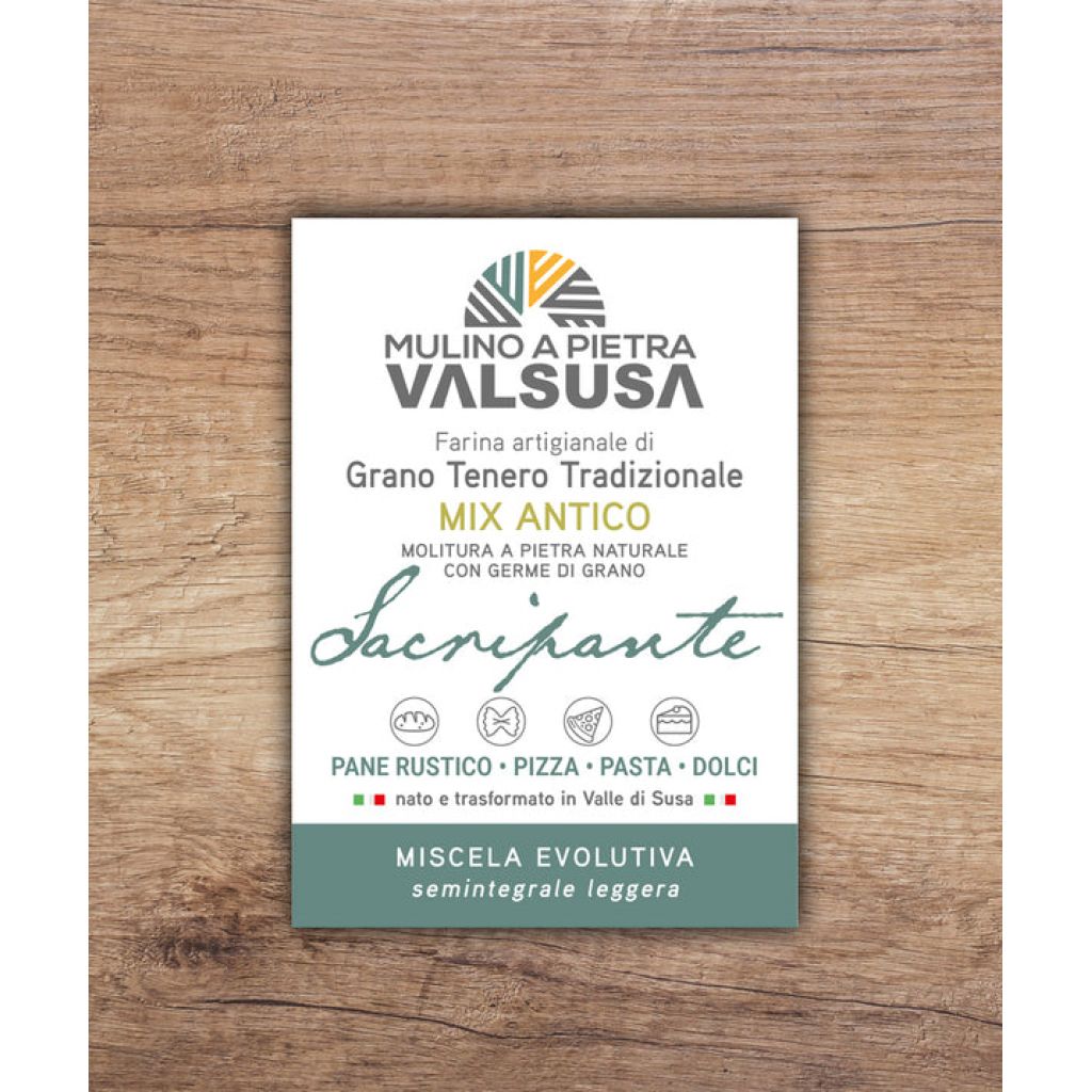Sacripante Mix Antico Leggera 2 kg - Farina di Grani Antichi Semintegrale, TIPO 2, macinata a pietra, 100% Piemontese