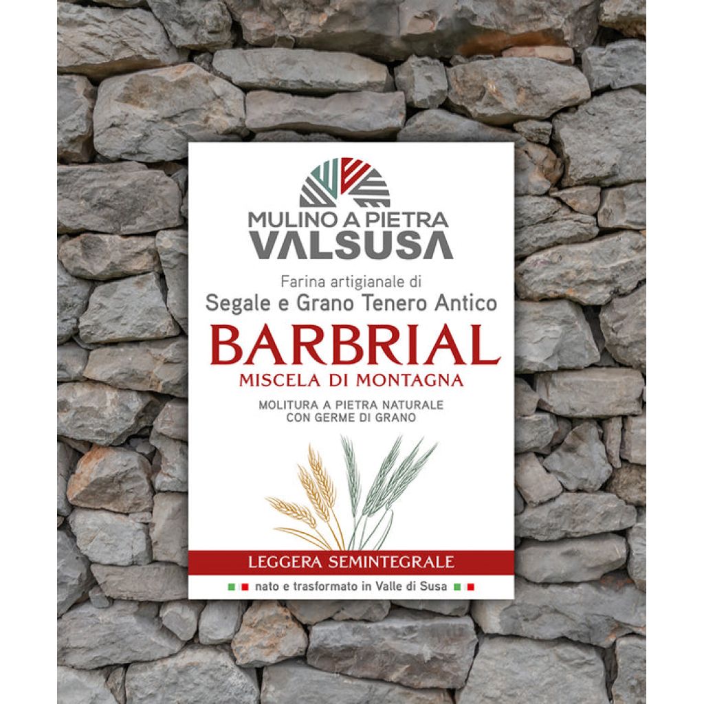 Barbrial Miscela di Montagna 5 kg - Farina di Segale e Grano Antico semintegrale, TIPO 2, macinata a pietra, 100% Piemontese